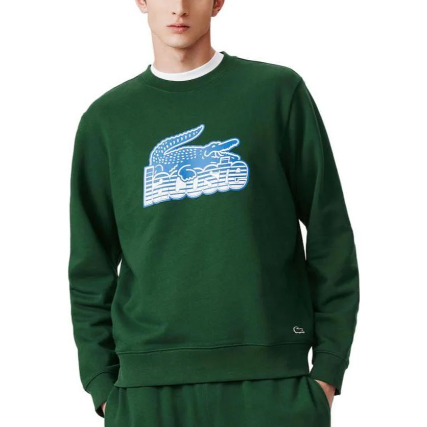 Lacoste Свитшот мужской Crocodile зеленыйс круглым вырезом