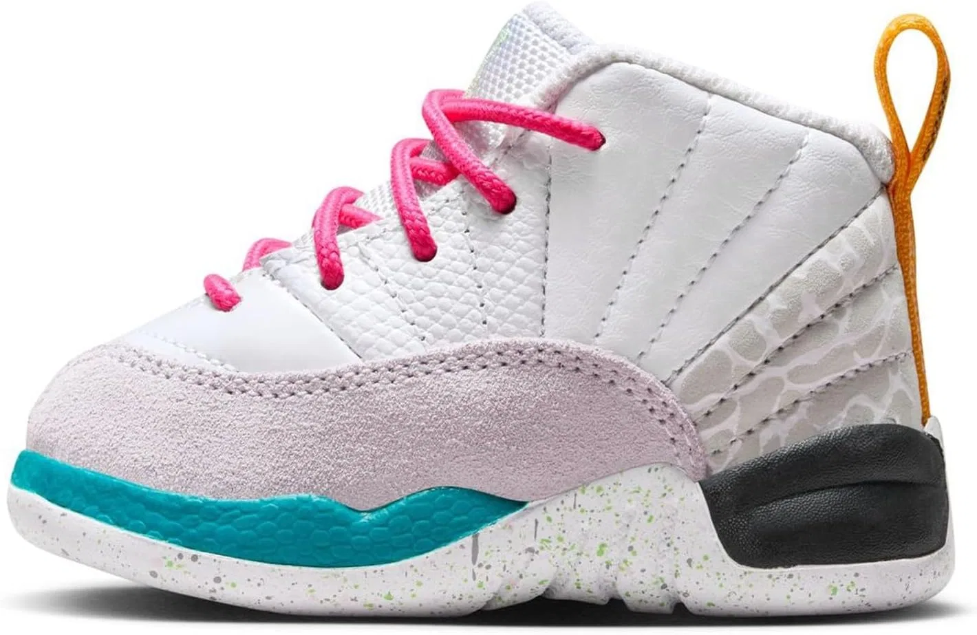Детские кроссовки для мальчиков Jordan 12 Retro Nike, Pure White/Vapor Green/Photon Dust