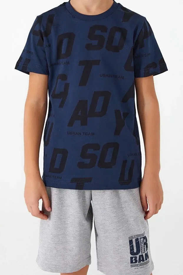 Детский для мальчиков комплект пижамы с принтом Urban Team Boy Bermuda Suit Rolypoly, Navy Blue — фото 4