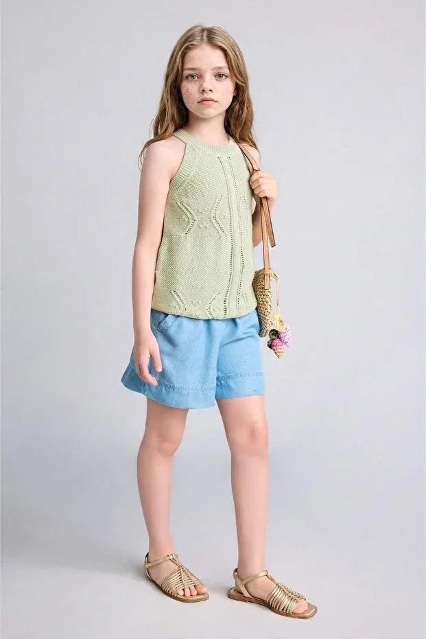 Детские шорты для девочек джинсовые Drawstring waist above knee length light blue shorts girls g6381a826sm Defacto, Blue-Nm39