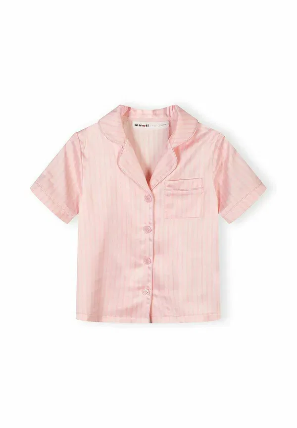 Пижамный комплект из сатина, Button up short sleeve and set, Minoti, pale pink, бледно-розовый — фото 3