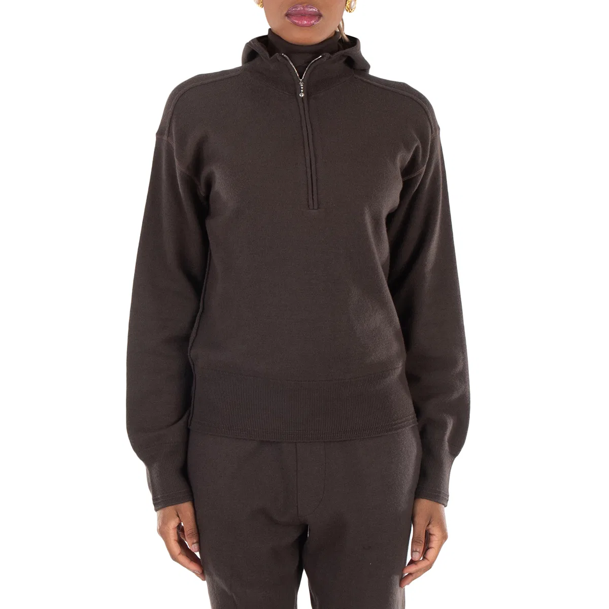 Худи с капюшоном и короткой молнией Long Sleeve Short Zip Hoodie Burberry