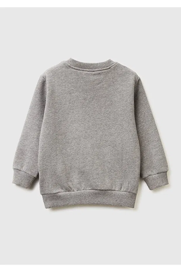 Детское для мальчиков свитшот с принтом United Colors Of Benetton, Anthracite Melange — фото 2