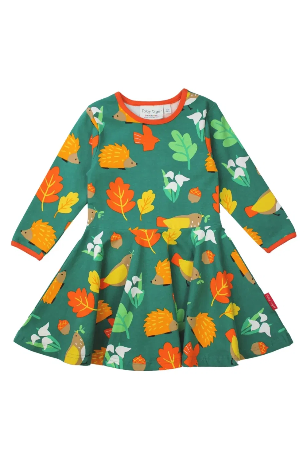 Детское платье-трапеция с принтом Autumn Print Toby Tiger, Green