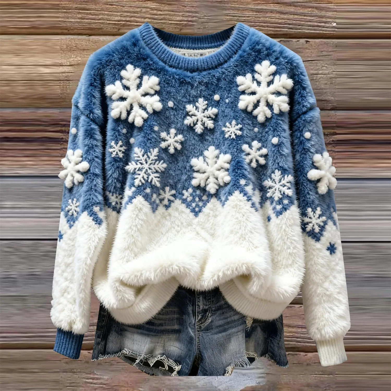 Женский свитер с принтом Christmas Sweater, Za-blue — фото 2