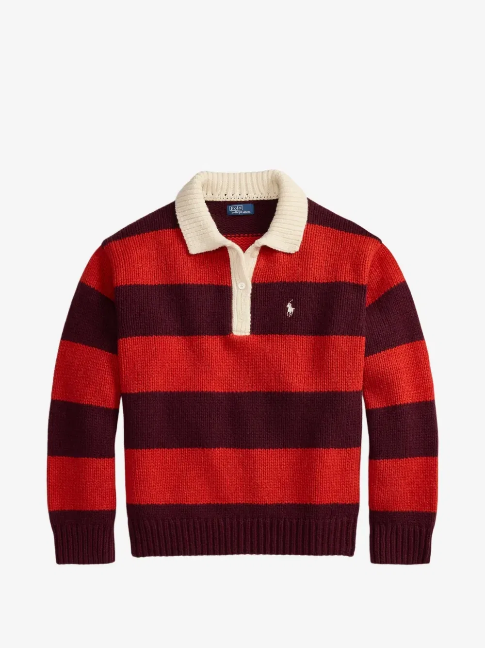 Полосатый свитер с воротником поло Polo Ralph Lauren, красный