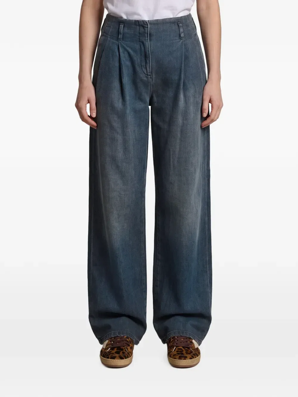 Широкие плиссированные брюки GOLDEN GOOSE, синий