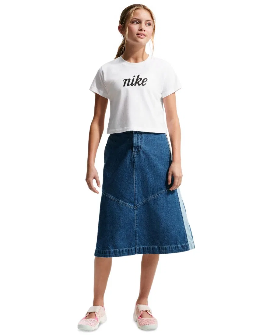 Детская футболка с коротким рукавом, укороченная, хлопковая Nike, White — фото 2