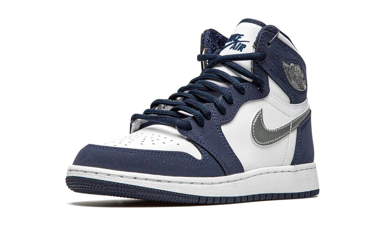 Детские кроссовки с принтом Air Jordan 1 Retro High Co.Jp GS Midnight Navy Jordan, White Pink Foam Gym Red — фото 4