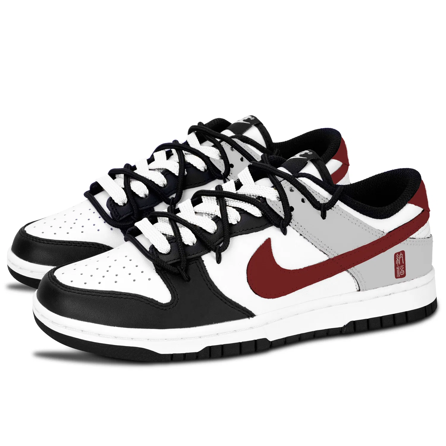 Детские низкие кроссовки для скейтбординга из кожи Nike Dunk Skateboard Shoes, Gray Red — фото 4