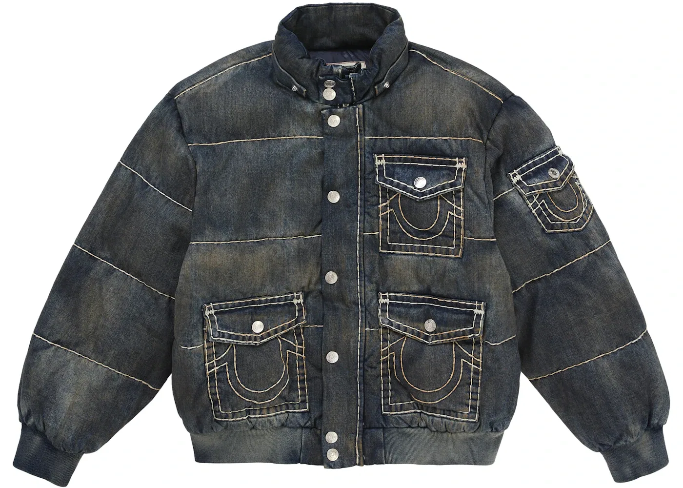 Мужская пуховая куртка с квилтингом Supreme True Religion Navy, Dirty Indigo — фото 4
