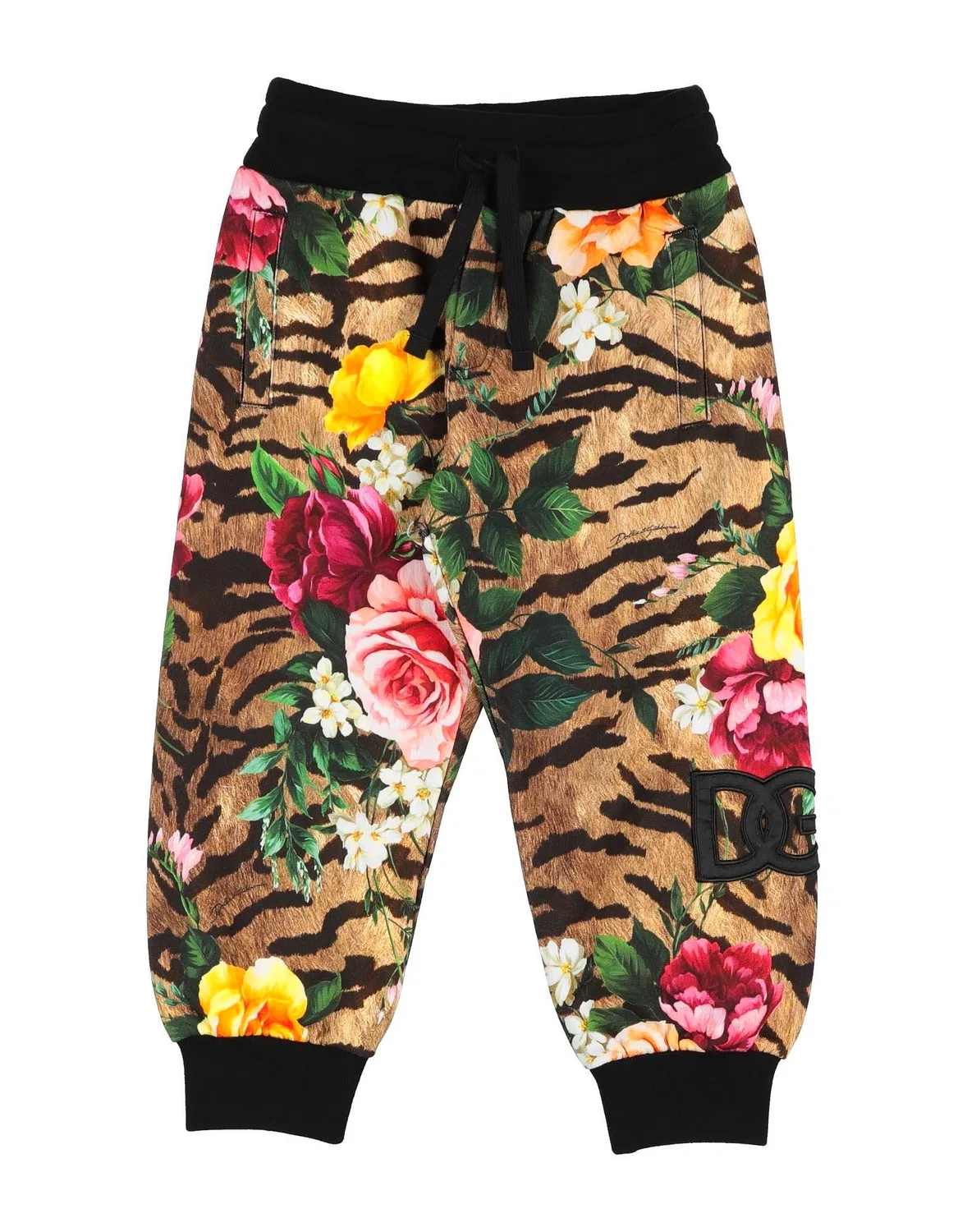 Спортивные штаны из французского терно с принтом Tiger Print Dolce&Gabbana, бежевый