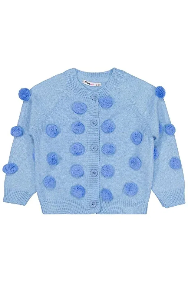 Детский кардиган с длинным рукавом Pompom Cardigan Civil Girls, Blue