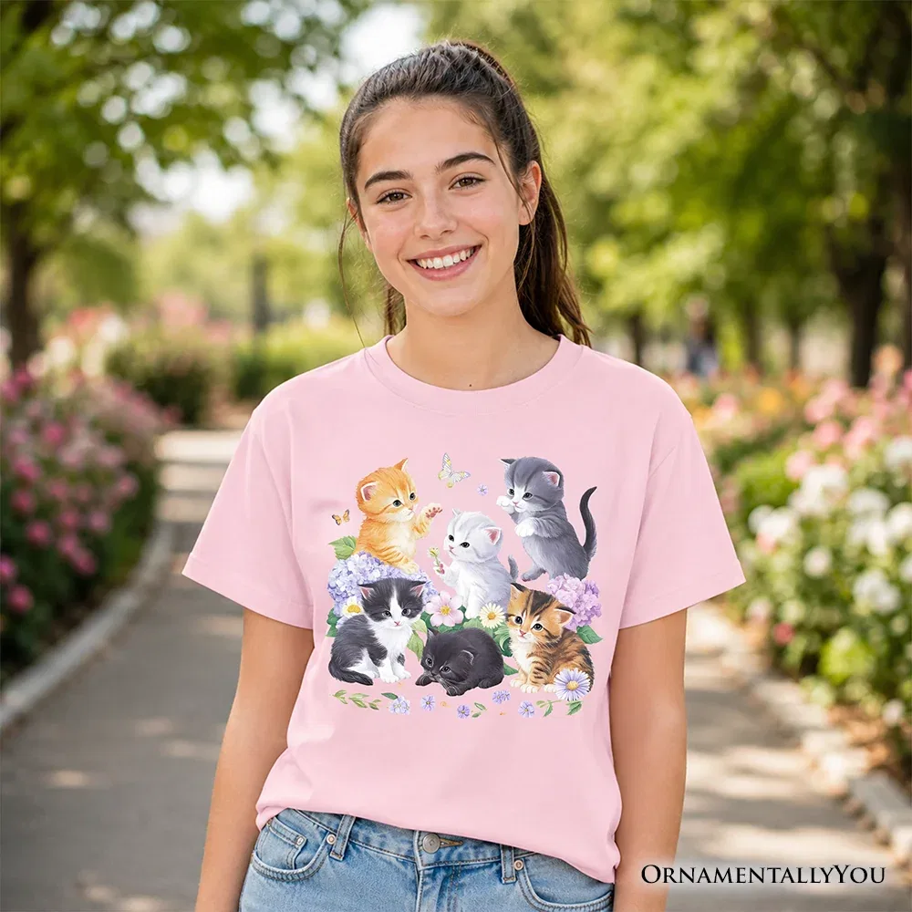 Детская футболка с принтом Botanical Cat OrnamentallyYou, Light Pink — фото 2