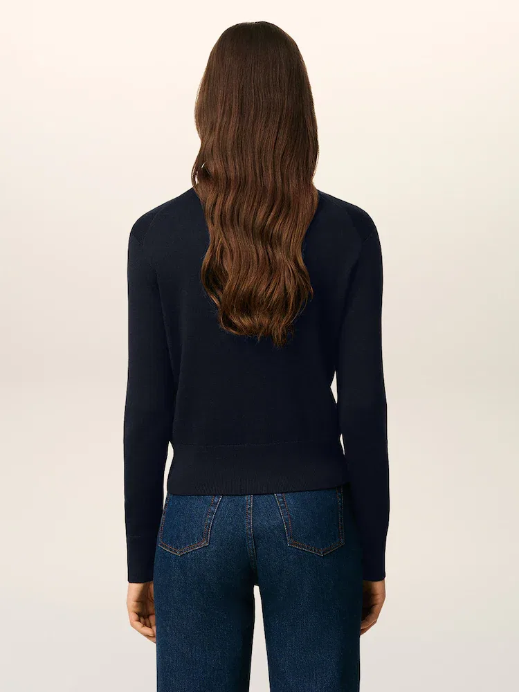 Кардиган с круглым вырезом коллекции Crewneck, Navy/Red AMI PARIS — фото 4