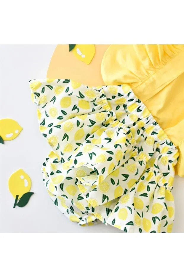Детский комбинезон для девочек хлопковый Yayakids, Lemon Pattern — фото 2