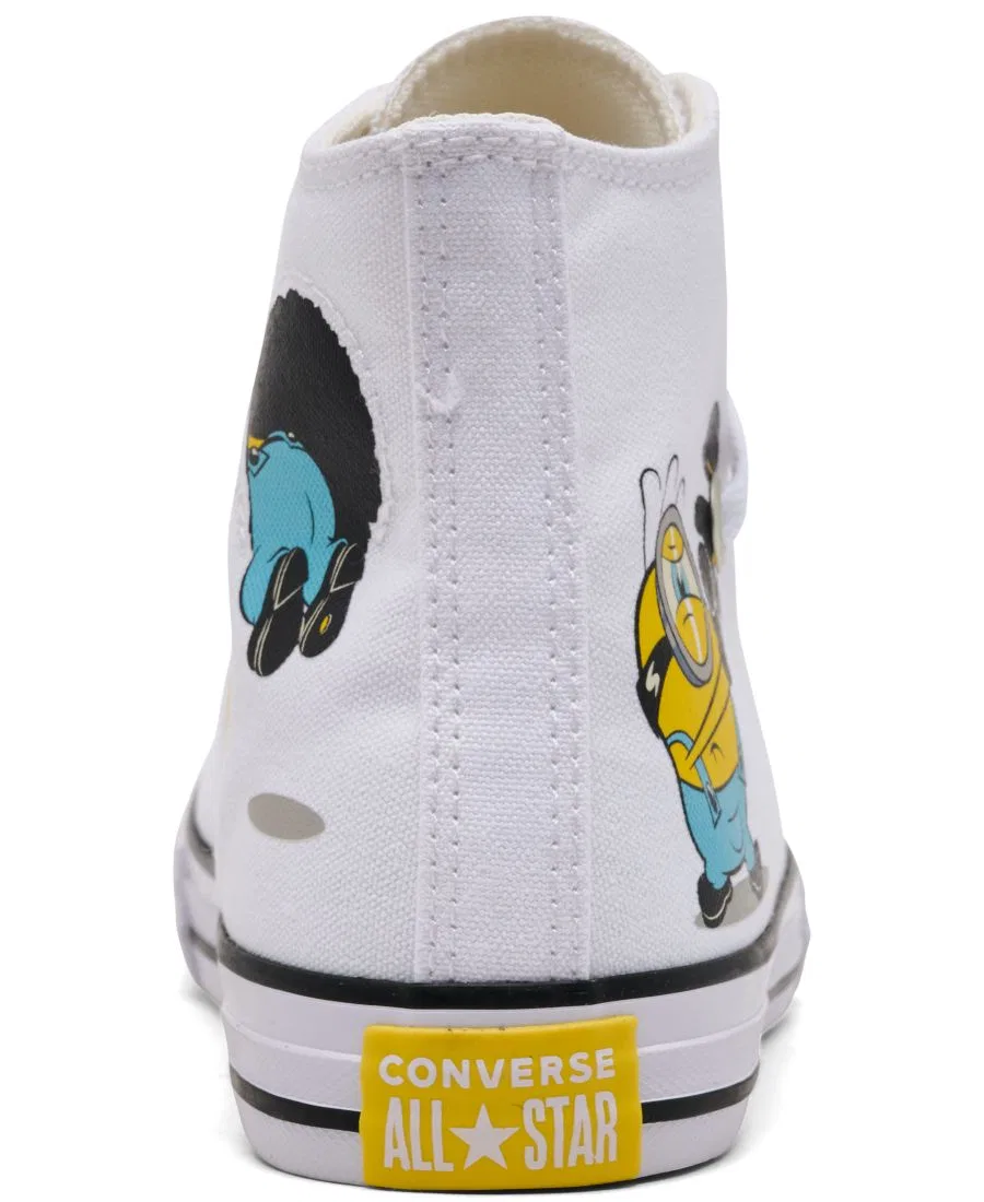 Детские кеды с принтом Minions Converse Chuck Taylor All Star High Top, White Yellow — фото 4