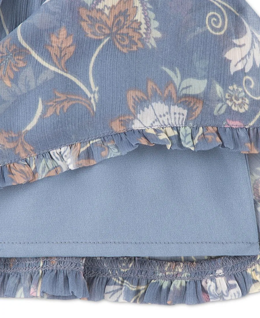 Платье-мини с коротким рукавом-фонарик и комплектом трусиков, 2 предмета abercrombie kids, Blue Swirl Floral — фото 3