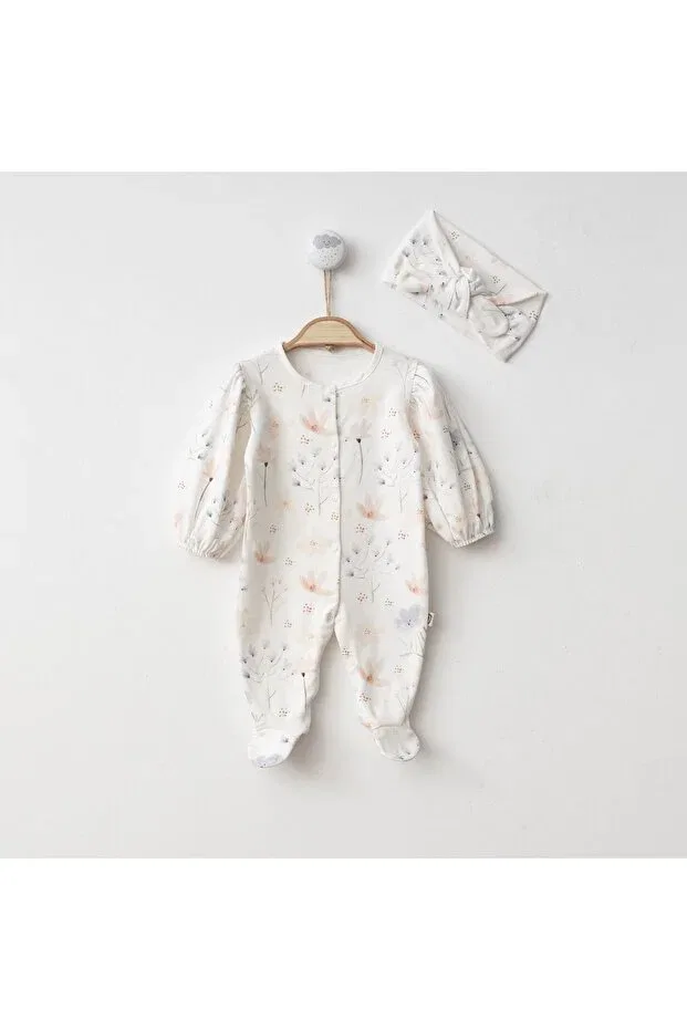 Детский комбинезон для девочек с принтом Lavinia Floral Watermelon Sleeve Minimus, Ecru Floral