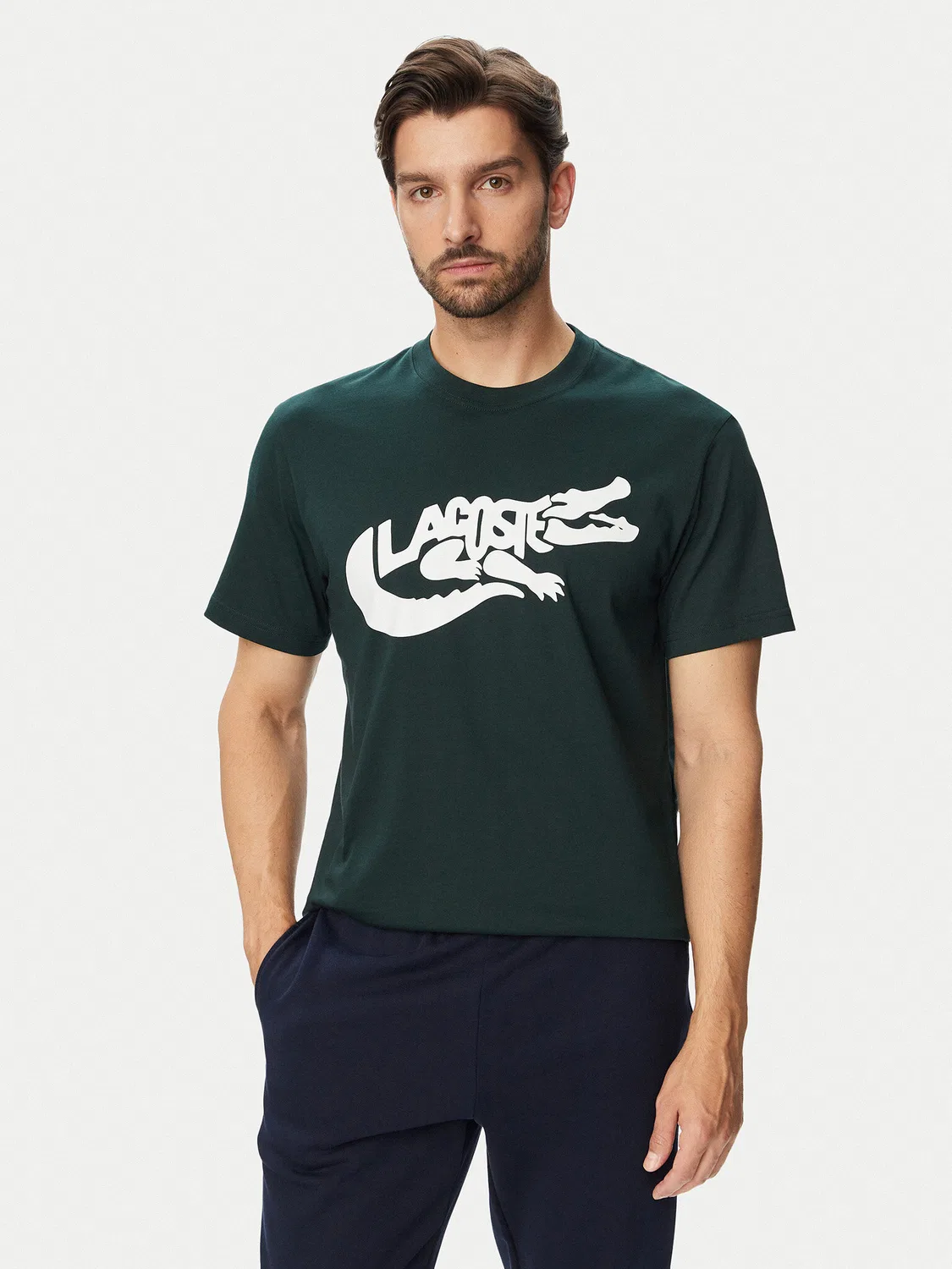 Мужская футболка классического кроя Lacoste, темно-зеленый