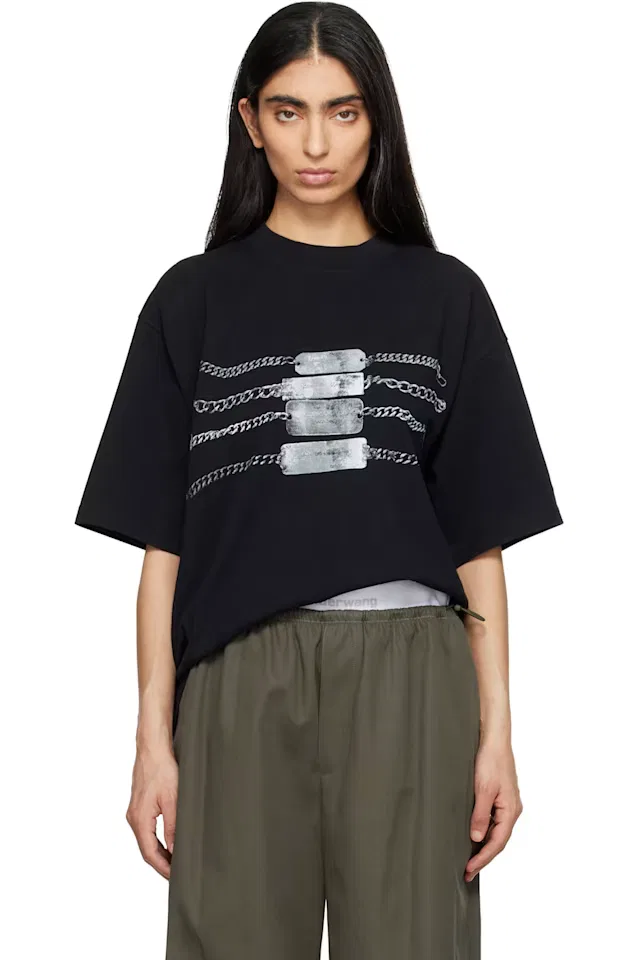 Черная футболка оверсайз с графическим принтом Alexander Wang
