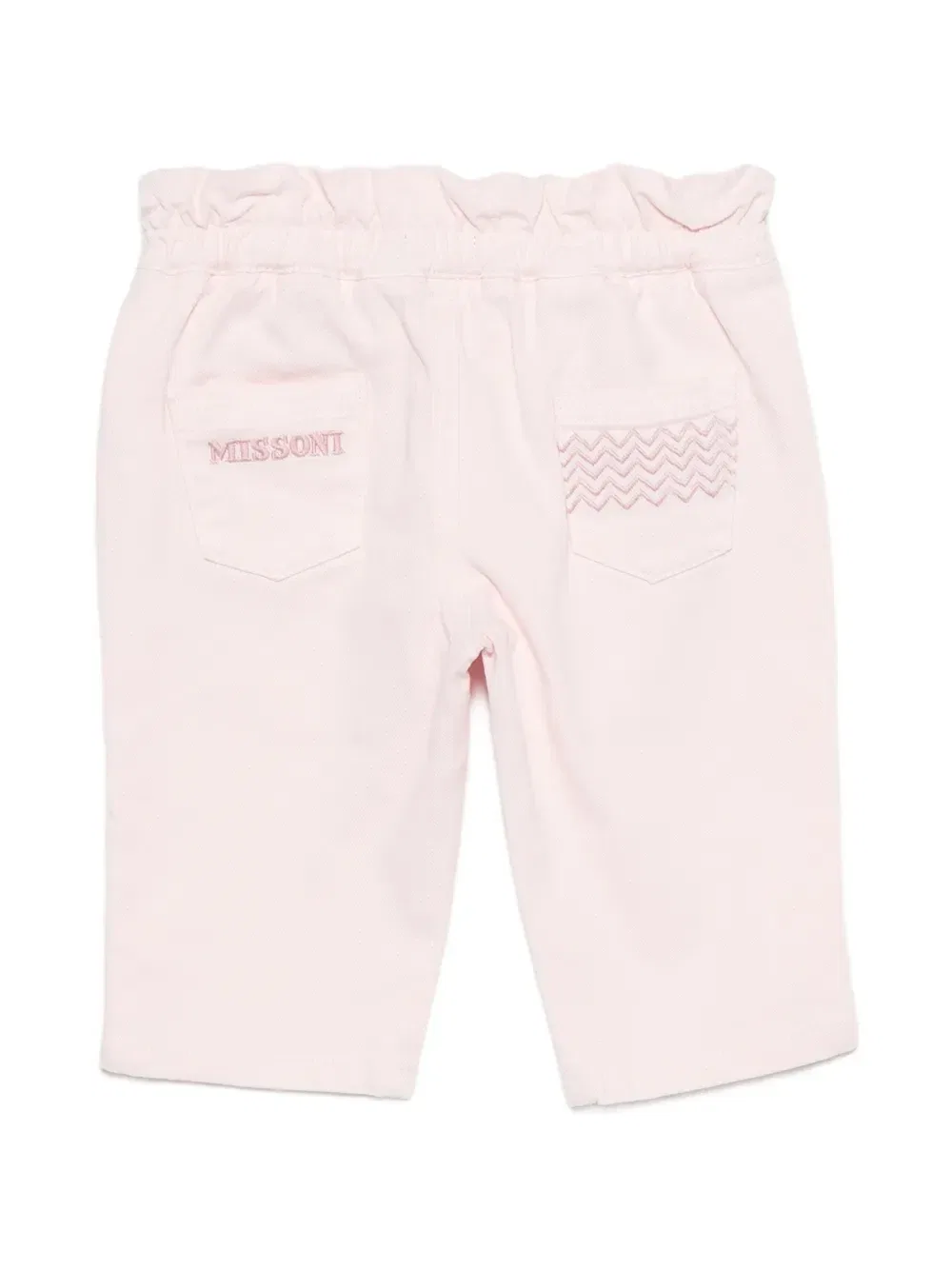 Хлопковые брюки с вышивкой зигзагом Missoni Kids, розовый — фото 2