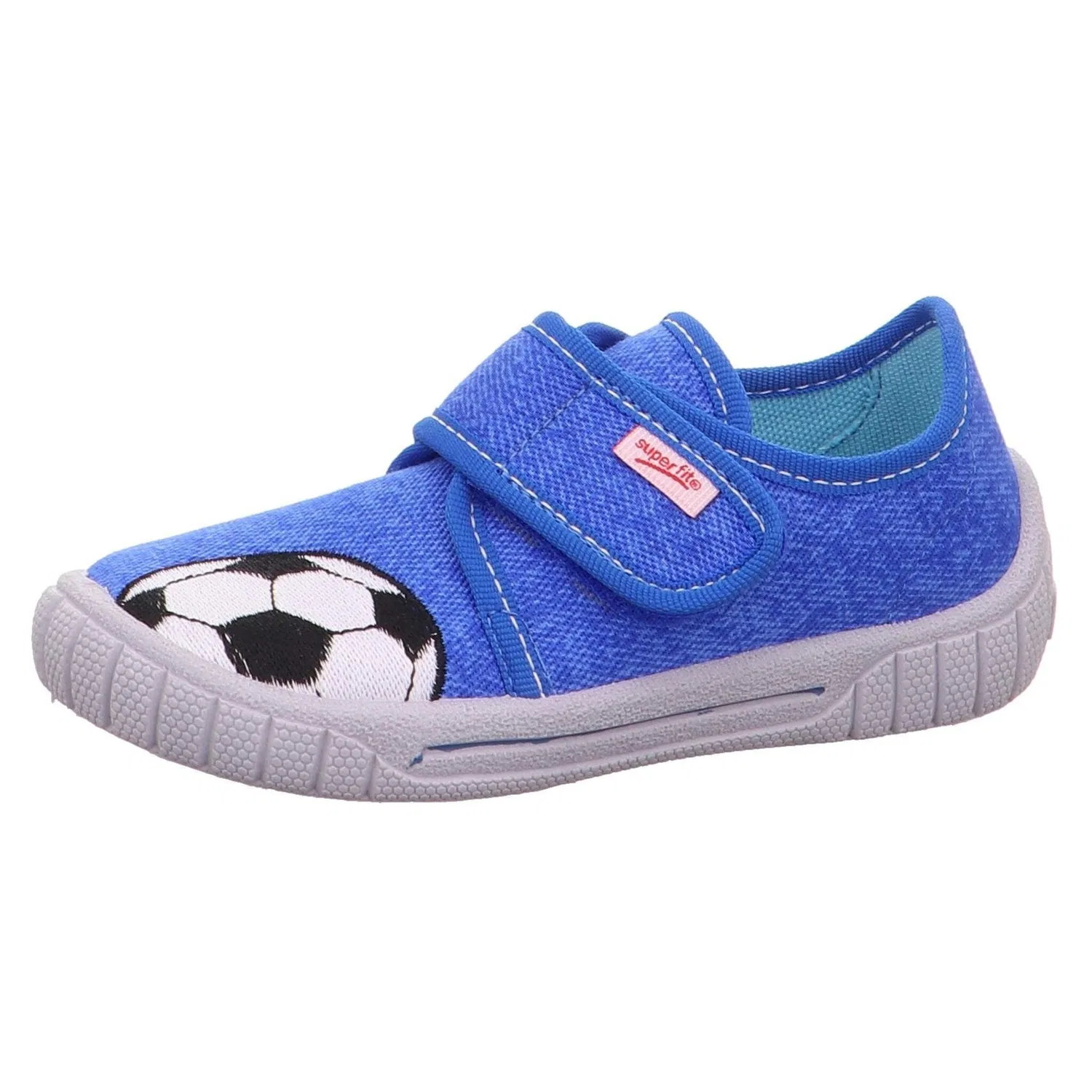 Детские текстильные тапочки с футбольной вышивкой Superfit, Blue/White