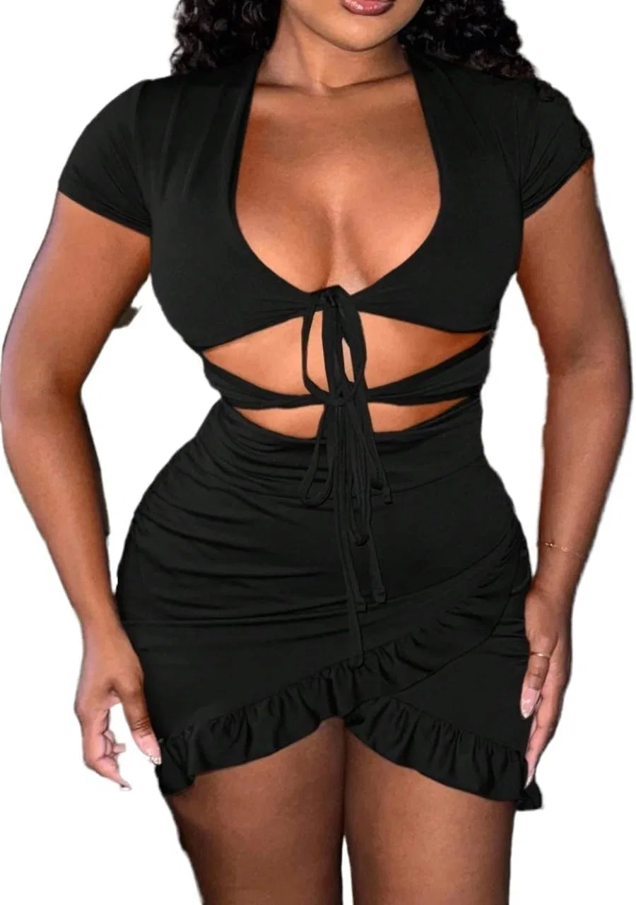 Женское облегающее короткое платье с вырезами Wrap, Black