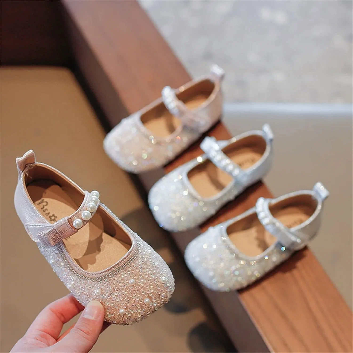 Детские туфли Мэри Джейн для девочек с цветочным принтом Princess Flower Wedding Party Dress Shoes, Red — фото 2