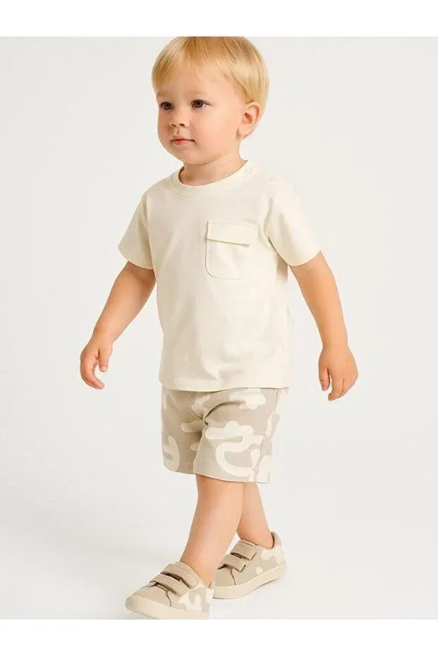 Детские шорты для мальчиков с камуфляжным принтом Zekids, Beige — фото 2