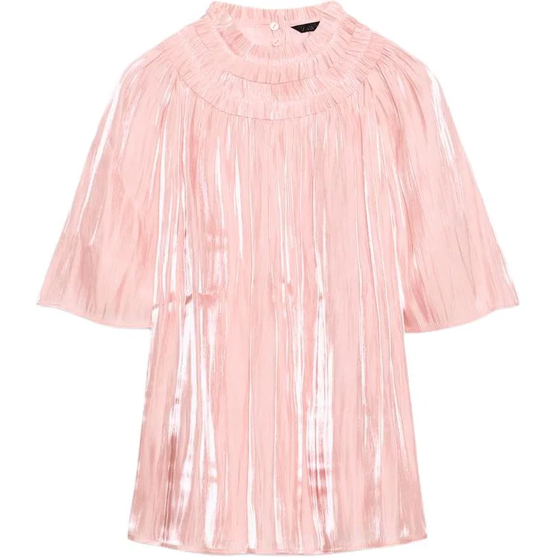 Женская рубашка с круглым вырезом Light Pink Red ZARA, Light Pink Red