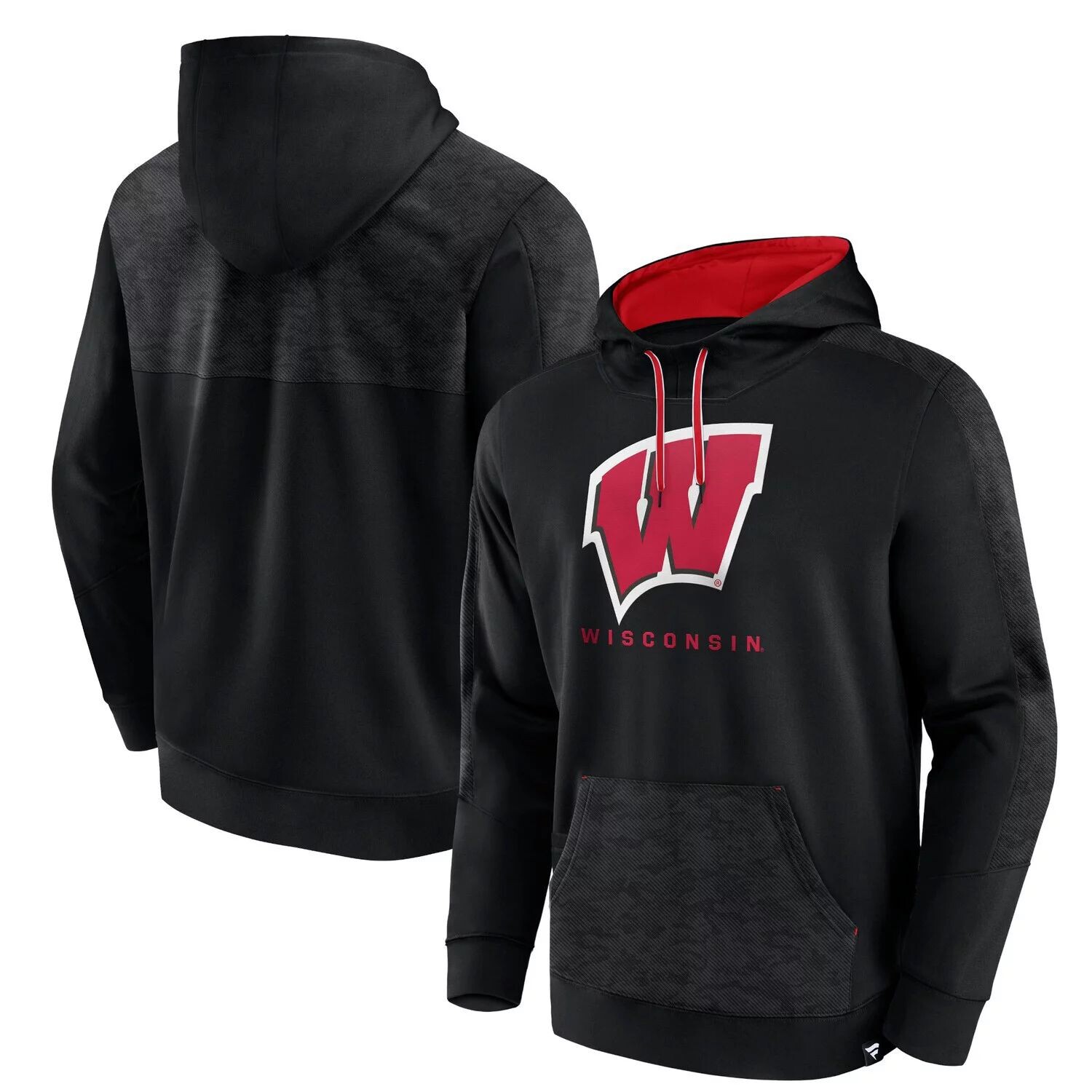 

Мужской черный пуловер с капюшоном Wisconsin Badgers Defender с логотипом Fanatics