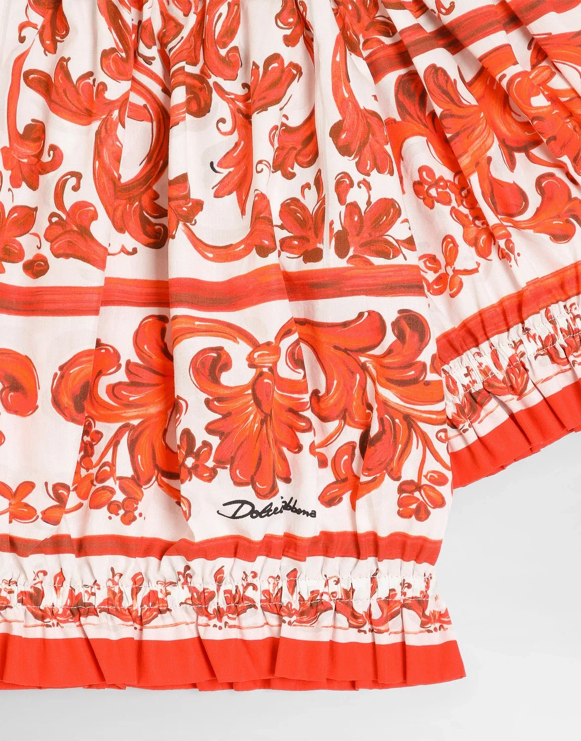 Топ из поплина с принтом "Майолика" Dolce & Gabbana, бежевый — фото 3
