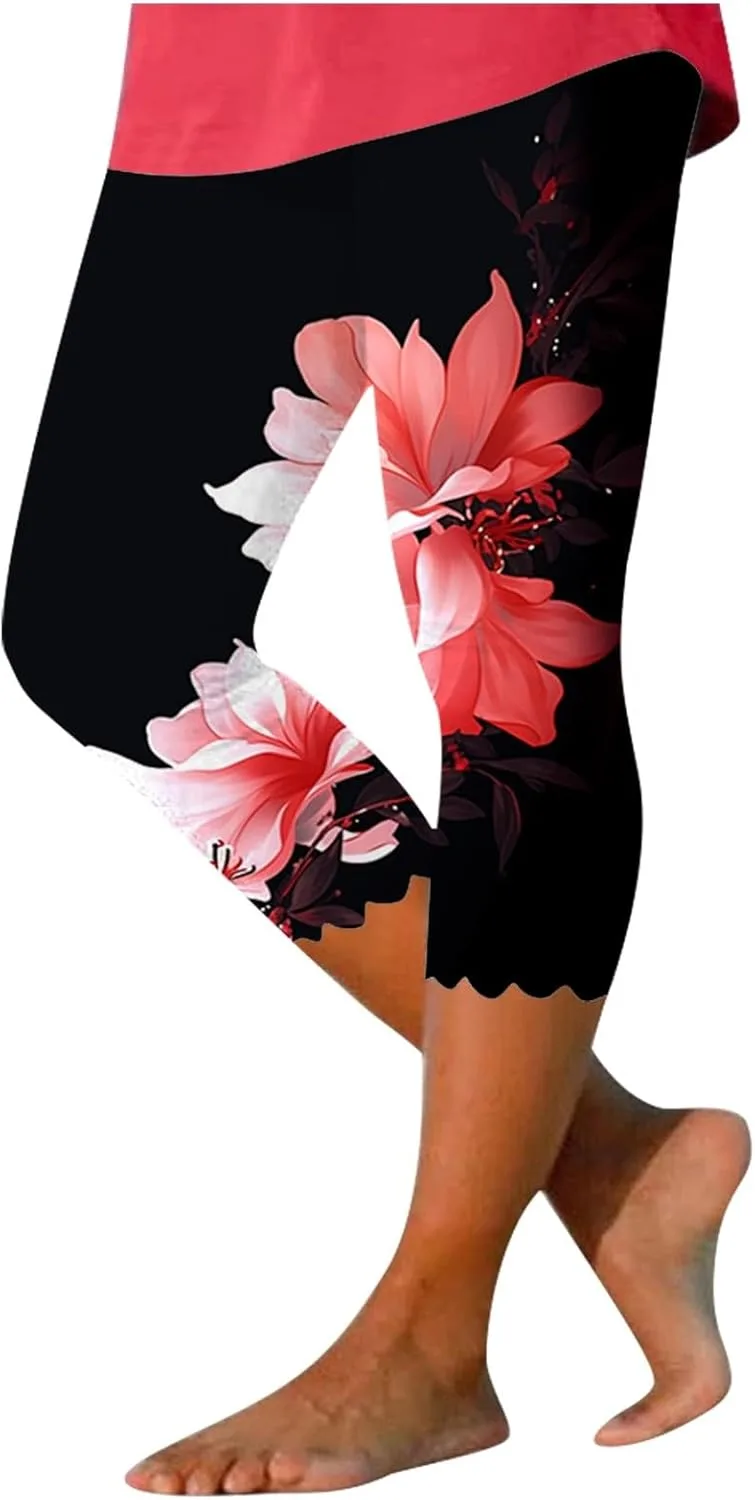 

Женские капри для пляжа high waist с цветочным принтом