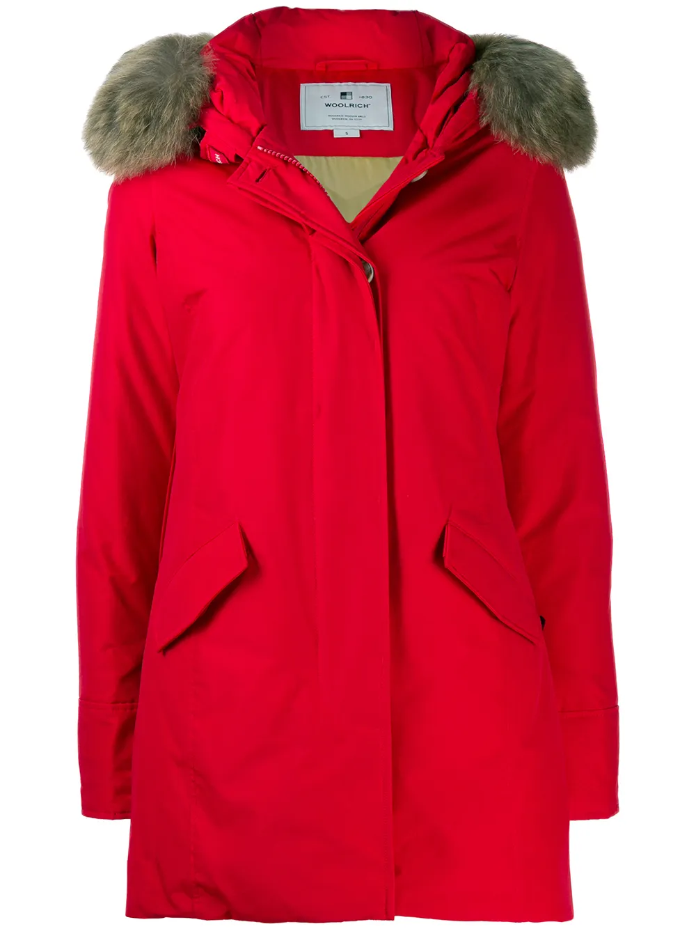 

Парка с капюшоном и искусственным мехом Woolrich, красный