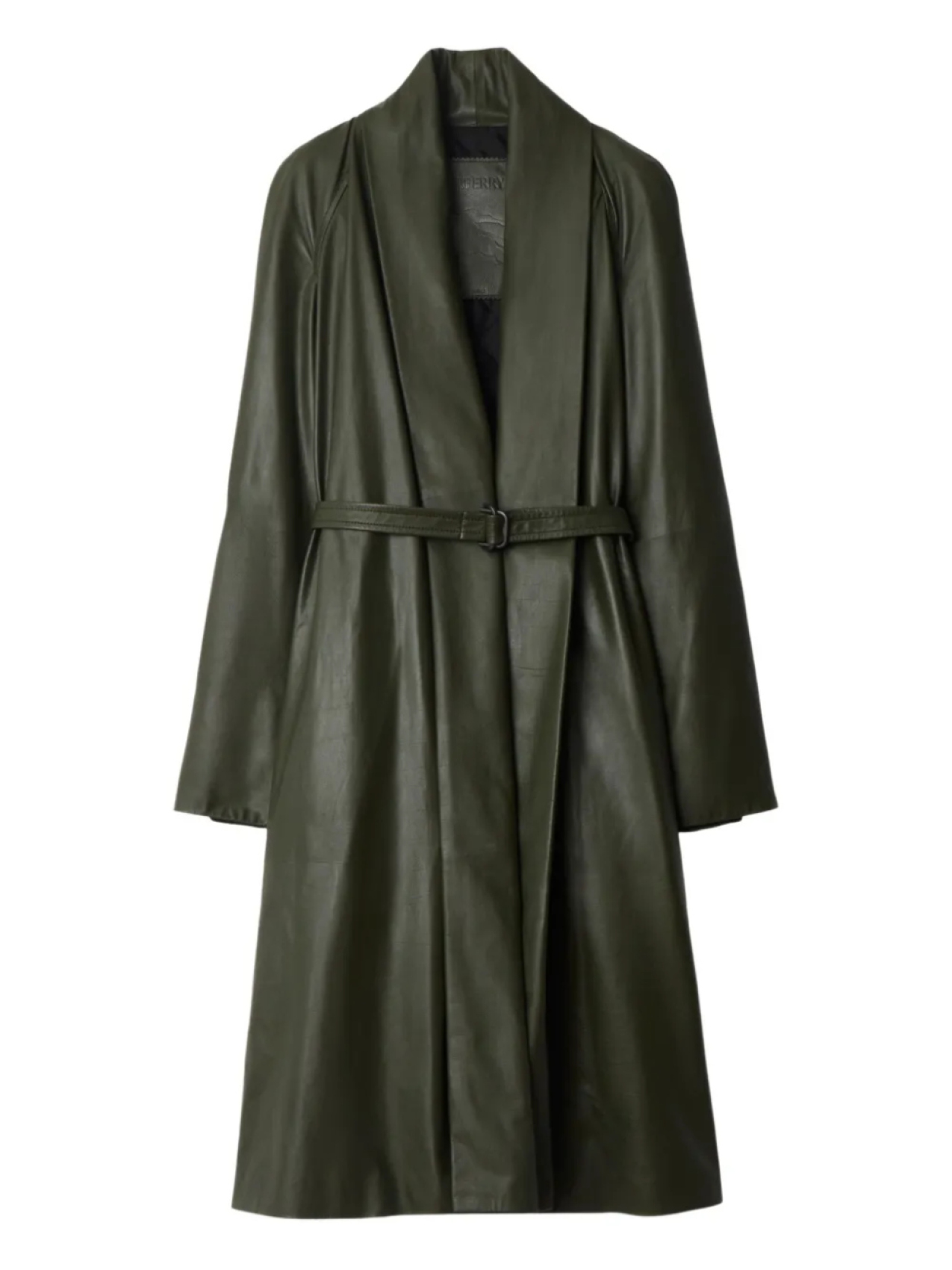 

Burberry кожаное пальто с поясом, зеленый