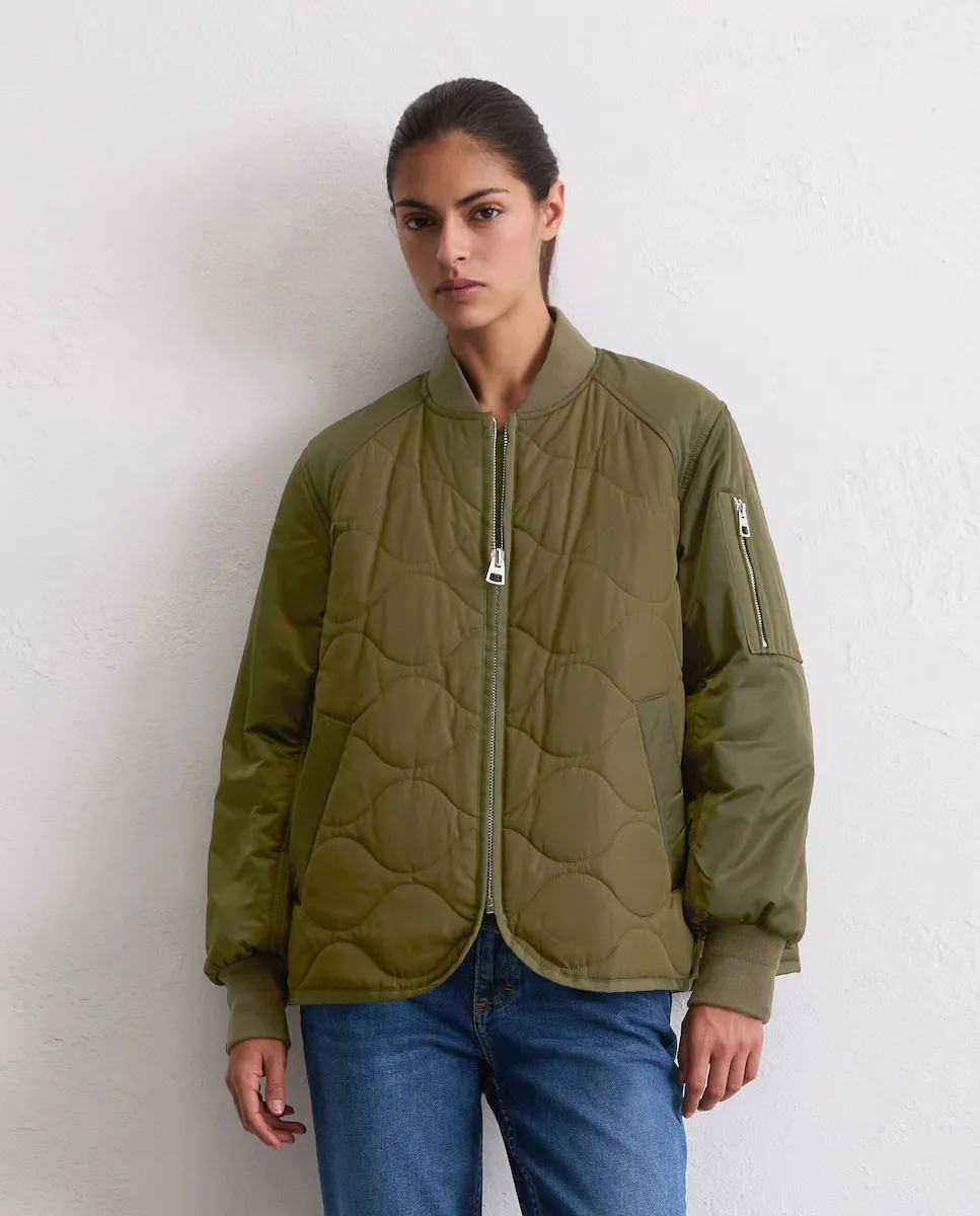 

Женский стеганый пуховик с капюшоном MARC O'POLO, оливковый зеленый