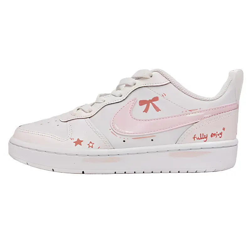 

Nike Court Borough Pink Butterfly Wish Leather Low top Kids' Skateboarding Shoes Light Pink Unisex
