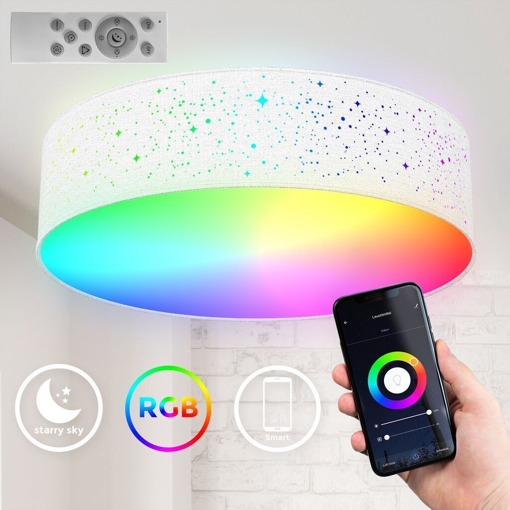 

Светодиодный тканевый потолочный светильник Wi-Fi Smart Потолочный светильник RGB CCT 18 Вт 39 см Пульт дистанционного управления через приложение B.K.Licht, белый