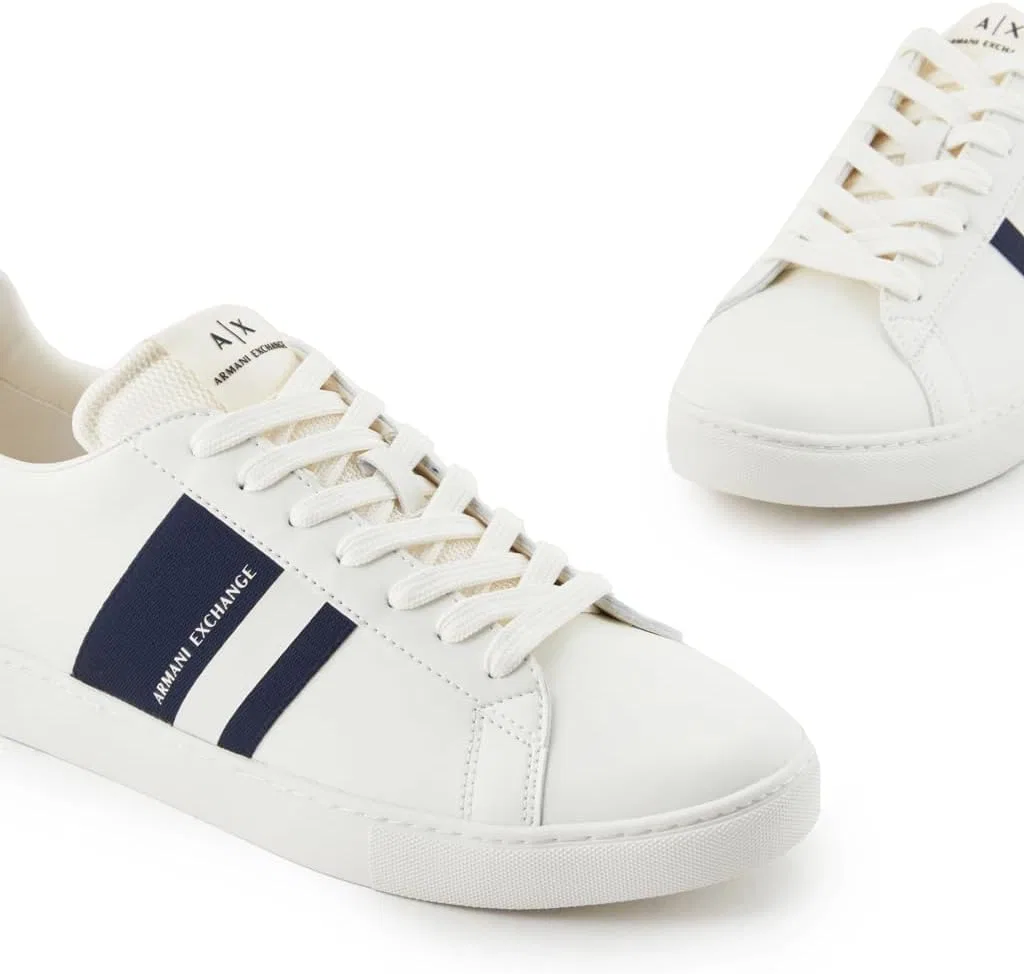 Мужские кроссовки Armani Exchange Paris Double Line, Off White Navy — фото 4