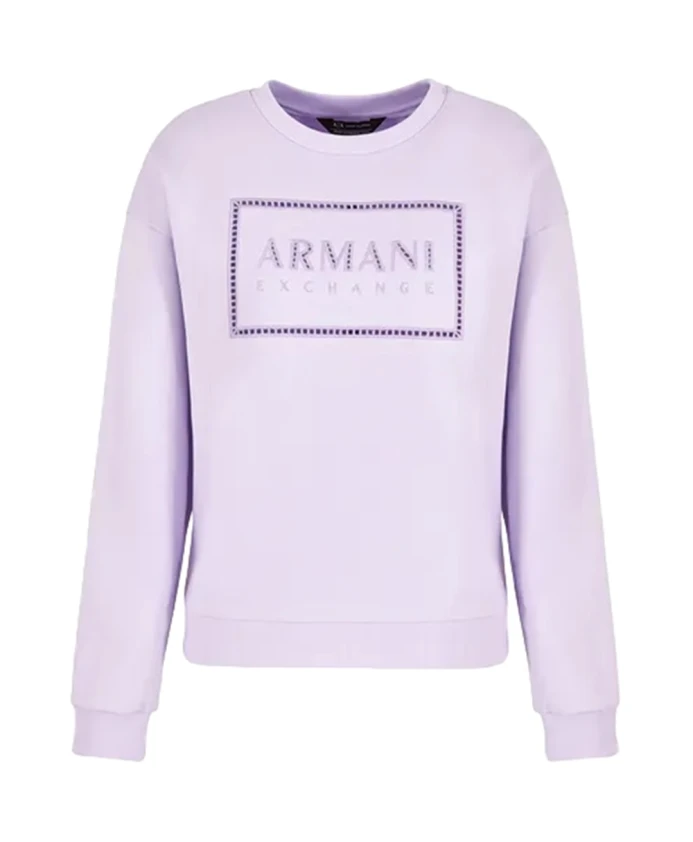 

Свитер с круглым вырезом из органического хлопка, фиолетовый Armani Exchange, фиолетовый