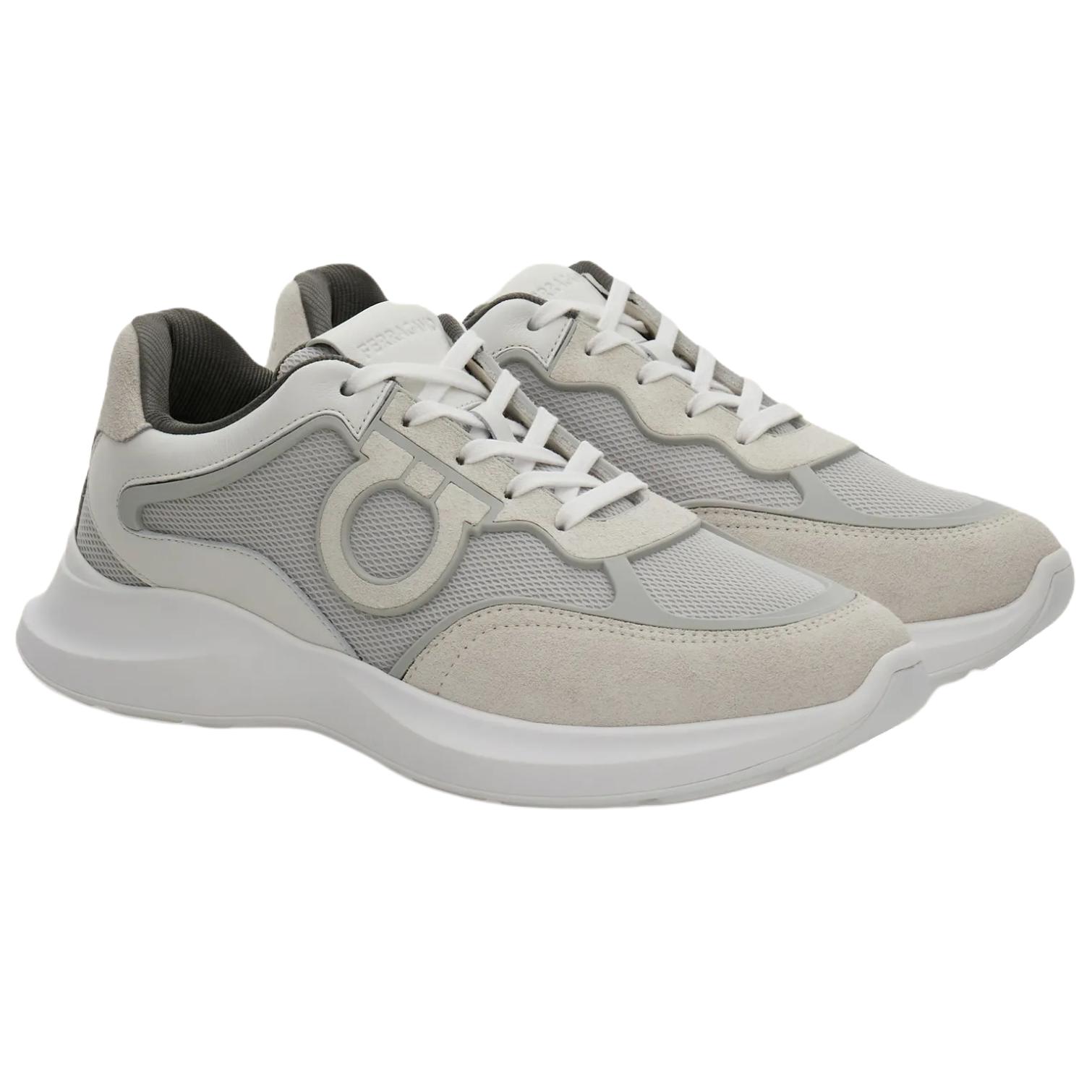 Ferragamo Феррагамо Ганчини низкие повседневные туфли мужские серо-белые — фото 3