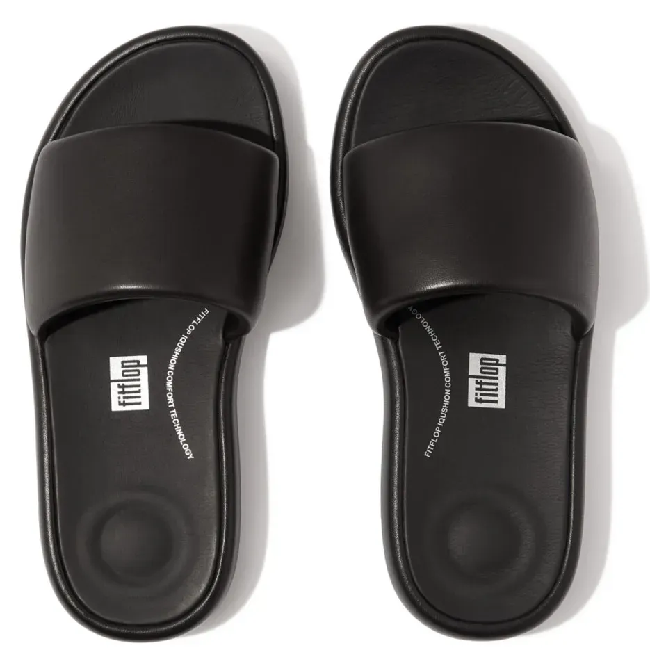 

Мюли Fitflop "IQUSHION D-LUXE PADDED LEATHER SLIDES", летняя обувь, тапочки с широкой повязкой, черный
