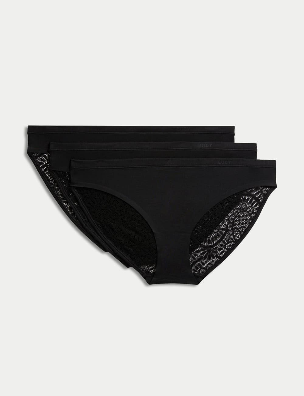 

3pk Body Soft кружевные трусики-бикини Body by Marks & Spencer, черный