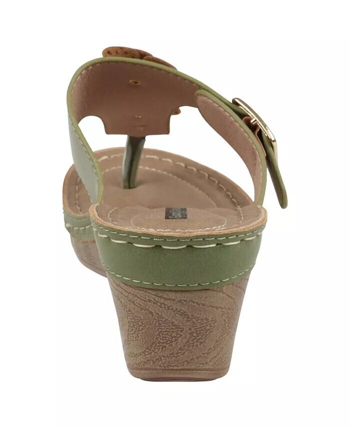 Женские босоножки на танкетке Narbonne с цветочным узором GC Shoes, зеленый — фото 2