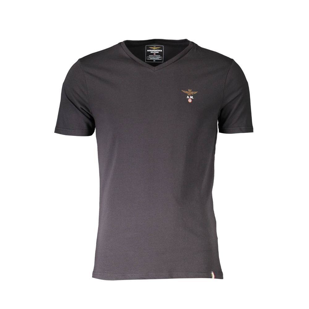 

Черная хлопковая футболка Aeronautica Militare