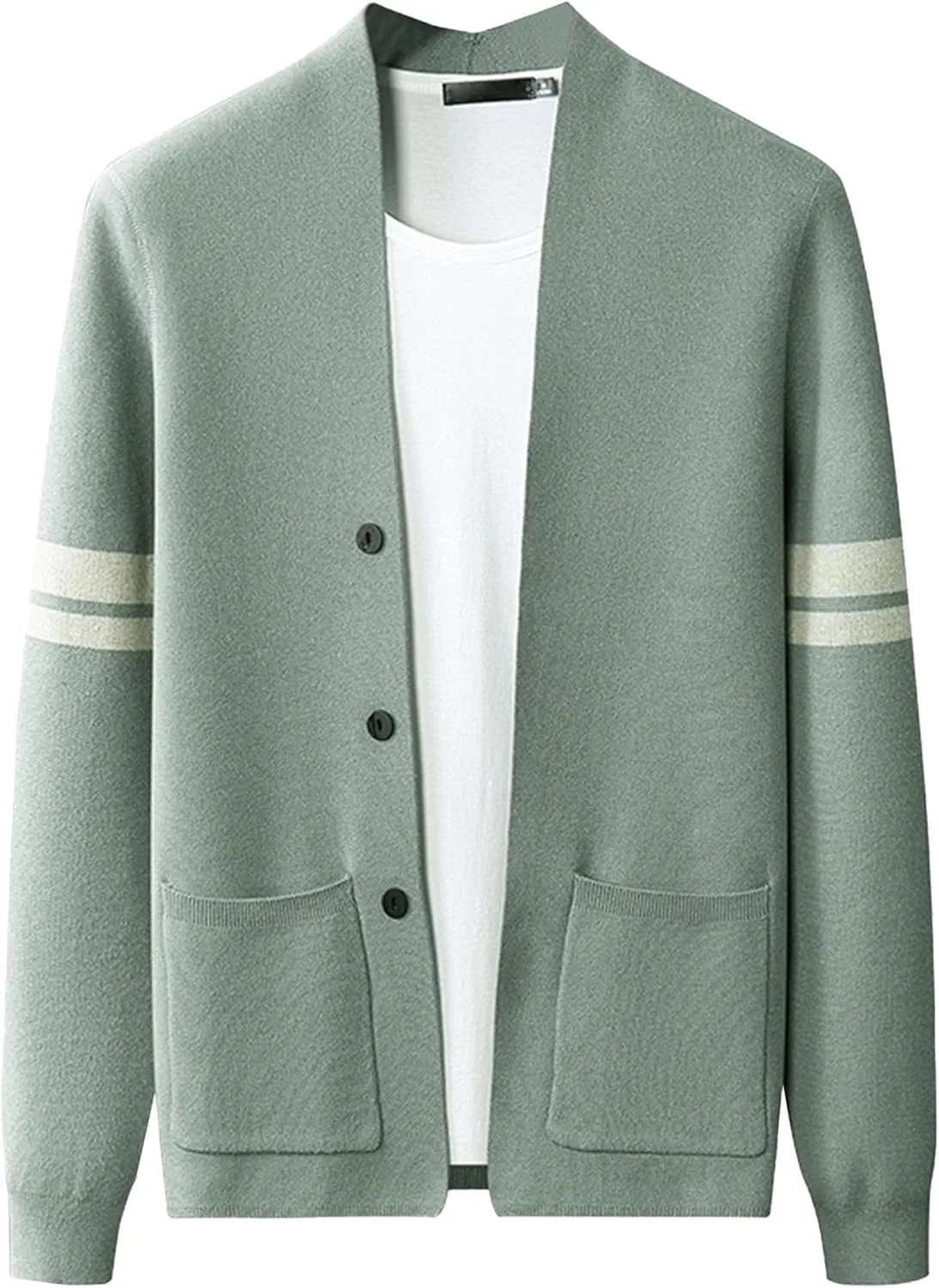 

Мужской кардиган V-образным вырезом, однотонный, с карманами DGHM-JLMY