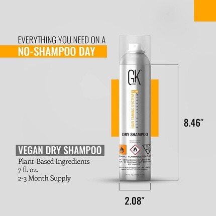 GK HAIR Безводный ночной сухой шампунь для ухода за волосами Система укрощения волос Спрей без остатков 7 жидких унций 332 мл для тонких, жирных волос всех типов Удаляет шелушащуюся перхоть Излишки масла Без сульфатов и парабенов для женщин и му... — фото 2