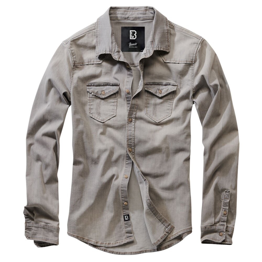 

Рубашка с длинным рукавом Brandit Riley Denim, серый