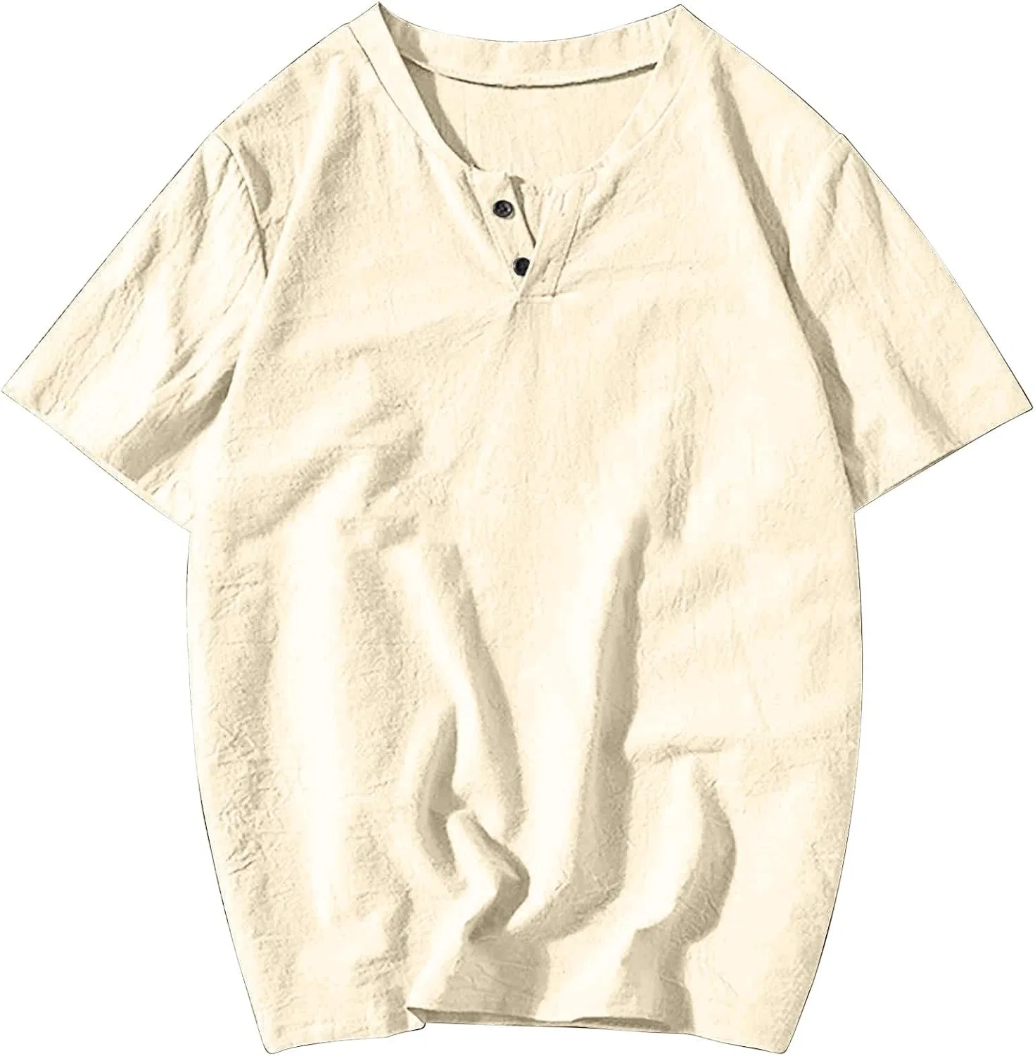 Мужская футболка с коротким рукавом из хлопка и льна, Beige